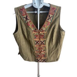 The Territory Ahead Olive Vest Sz XL Bohemian Eclectic Free Spirit